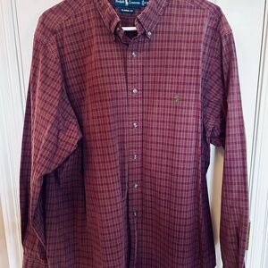 Ralph Lauren Men's Burgundy Checkered Shirt